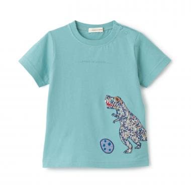 接触冷感リバティ恐竜アップリケ半袖Ｔシャツ