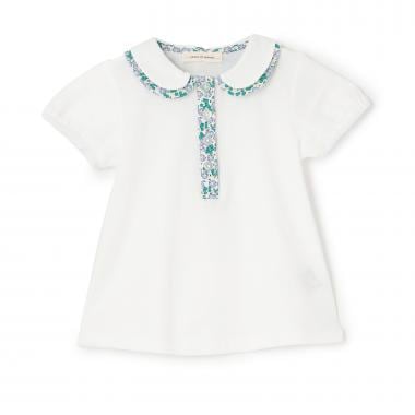 小花柄コンビブラウス