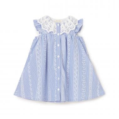 レースプリントストライプワンピース