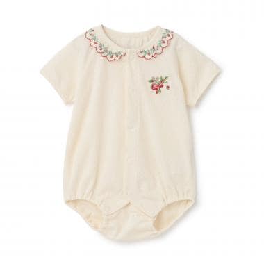 オーガニック野イチゴ刺しゅうボディスーツ