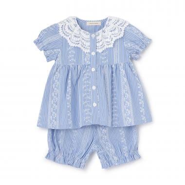 レースプリントストライプベビースーツ