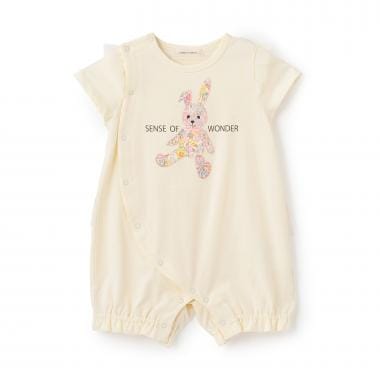 リバティウサクマアップリケ半袖ショートオール