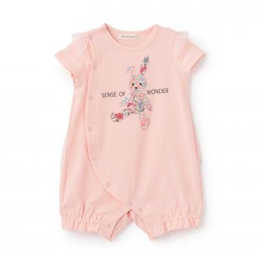 リバティウサクマアップリケ半袖ショートオール