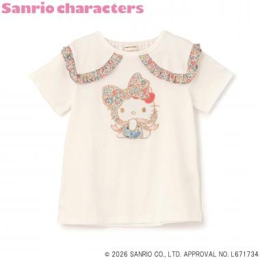 【ハローキティ/マイメロディ】リバティアップリケフリルTシャツ
