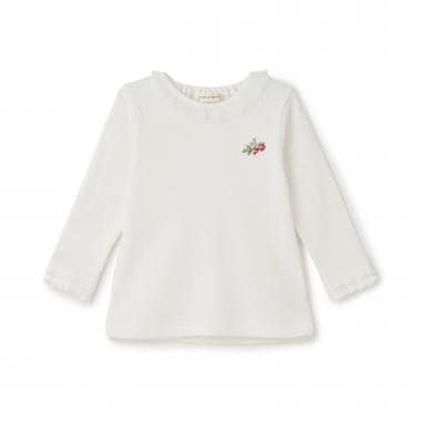 野イチゴ刺しゅう袖メロウTシャツ