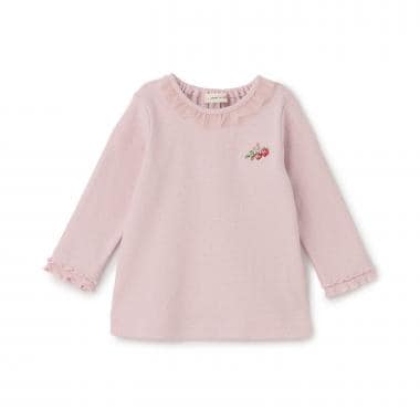野イチゴ刺しゅう袖メロウTシャツ