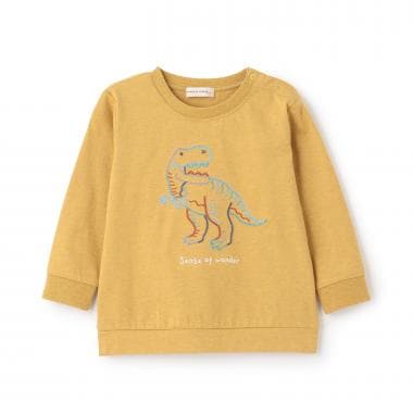恐竜刺しゅう長袖Tシャツ