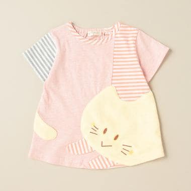 ねこ切替半袖Tシャツ