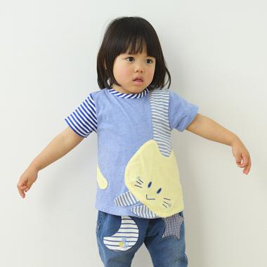 ねこ切替半袖Tシャツ