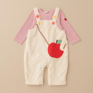 りんごサロペットxボーダーボディスーツセット