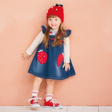 イチゴポケットジャンパースカート