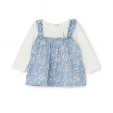 実と葉っぱ柄レイヤードチュニック【日本製】