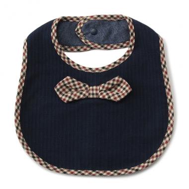 【KISETTE】 ギンガムチェック蝶付きスタイ【日本製】