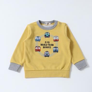 電車デザインのトレーナー（80～90）(80cm 黄): キッズ - ナルミヤ