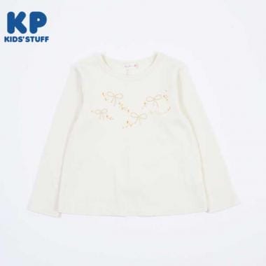 リボン刺しゅうの長袖Tシャツ(110～130)