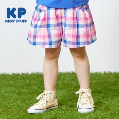 KP(ケーピー)チェック柄キュロット100～130(100cm ピンク