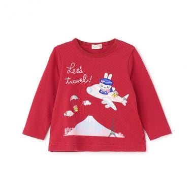 日本製/トラベルmimi長袖Tシャツ (80～90cm)