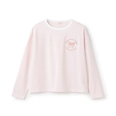 リボン刺しゅう入り長袖Tシャツ