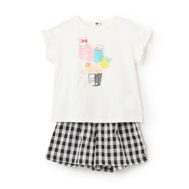 3柄スイーツmimiプリントT+キュロットセット