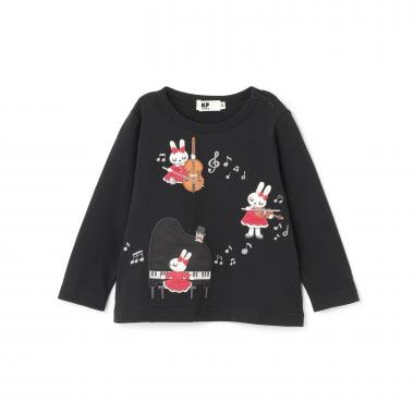 mimiちゃん ピアノアップリケ 長袖Tシャツ