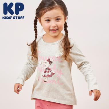 mimiちゃん チェックアップリケ 長袖Tシャツ