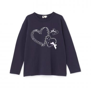 ハート＆ミュージックモチーフ 長袖Tシャツ