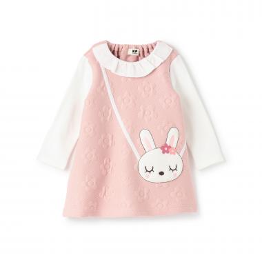 mimiちゃんポシェット風 花キルトワンピース