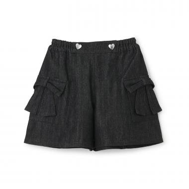 リボンポケット デニム キュロット
