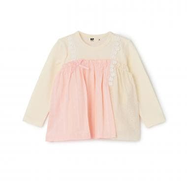 レース切り替え レイヤード風チュニック