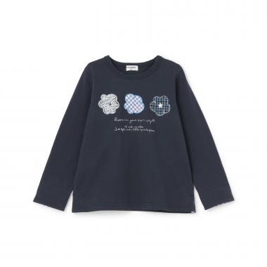 【Trois Lapins】 フラワーモチーフ アップリケ 長袖Tシャツ