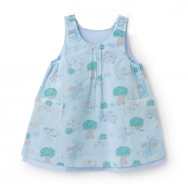 ローン総柄×シャンブレー　リバーシブルジャンパースカート