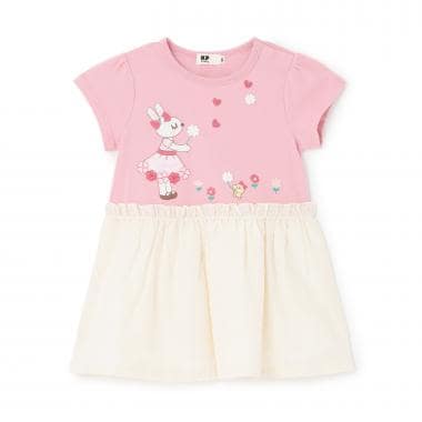 天竺×綿レース クローバー柄 ワンピース