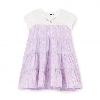 先染チェック発泡プリント ティアート ワンピーズ