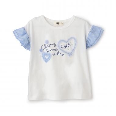 ドロップショルダー 袖フリルTシャツ