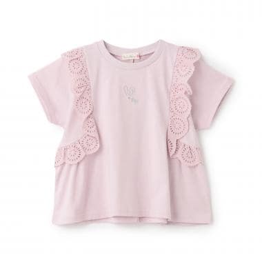 肩レースTシャツ