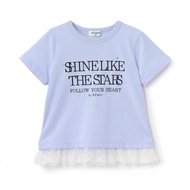 裾レース パールモチーフ Tシャツ