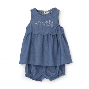 ラメデニム チュニック･ショートパンツセット