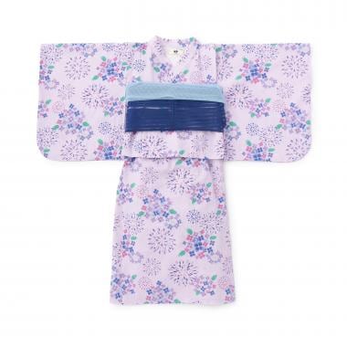花火あじさい柄 浴衣･帯付き