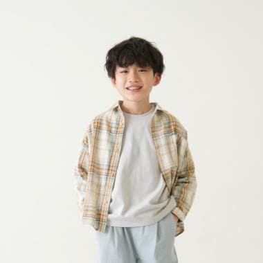 【パパもおそろい】Kidsピーチキモウチェックシャツ