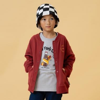 スウェットクルーネックカーデ