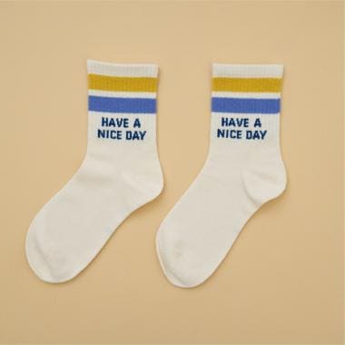 【Dセレクト】配色ラインロゴソックス