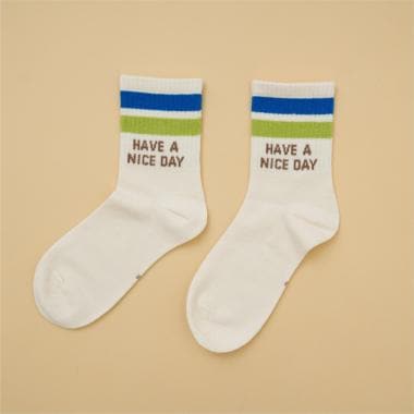 【Dセレクト】配色ラインロゴソックス