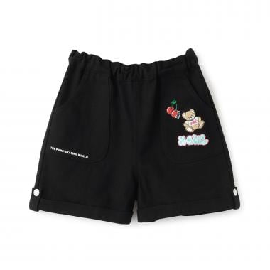 ☆彡ワッペンつき三分丈折り返しショートパンツ