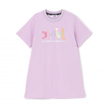 ☆彡ラメ発泡ロゴTワンピース