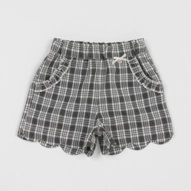 裾スカラップチェックショートパンツ(90cm 黒): キッズ - ナルミヤ