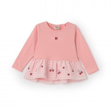 いちご刺しゅう裾フリルTシャツ