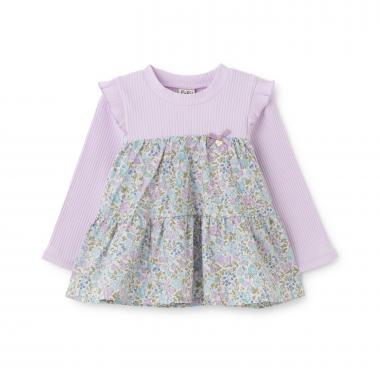 花柄ドッキング長袖Tシャツ