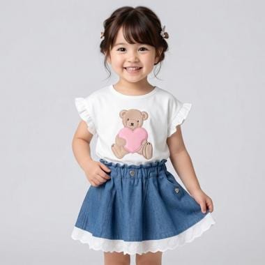 裾レースデニムスカート