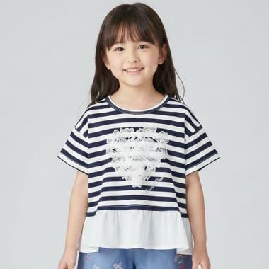 ハートモチーフペプラムTシャツ