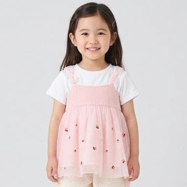 チュール刺しゅうドッキングチュニック